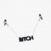 Зажимы на соски с кожаной подвеской Bitch - Crazy Handmade - купить с доставкой в Чебоксарах