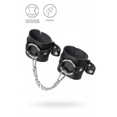 Черные наручники из толстой натуральной кожи с люверсами - Pecado - купить с доставкой в Чебоксарах