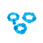 Набор из 3 синих эрекционных колец с различным рельефом - Erowoman-Eroman - в Чебоксарах купить с доставкой