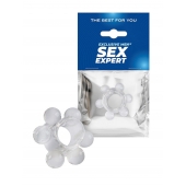 Прозрачное эрекционное кольцо с 6 стимулирующими шариками - Sex Expert - в Чебоксарах купить с доставкой