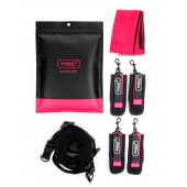 Черно-розовый эротический набор: фиксатор, оковы, наручники, повязка - Erokay - купить с доставкой в Чебоксарах