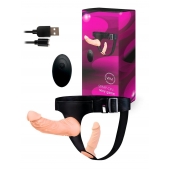 Женский страпон с 2 насадками, вибрацией и пультом ДУ - Erowoman-Eroman - купить с доставкой в Чебоксарах