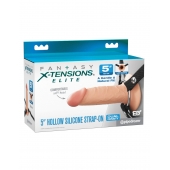 Телесный пустотелый фаллопротез 5’’ Hollow Silicone Strap-On - 14 см. - Pipedream - купить с доставкой в Чебоксарах