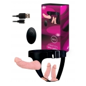 Женский страпон с 3 насадками и вибрацией - Erowoman-Eroman - купить с доставкой в Чебоксарах