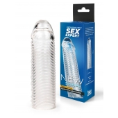 Прозрачная закрытая насадка на пенис с ребрышками - 16 см. - Sex Expert - в Чебоксарах купить с доставкой