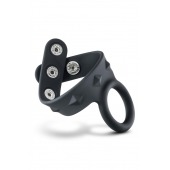 Черное эрекционное кольцо с подхватом мошонки на кнопках VS6 - Blush Novelties - в Чебоксарах купить с доставкой