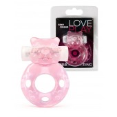 Розовое эрекционное виброкольцо в форме мишки - 1137 - в Чебоксарах купить с доставкой