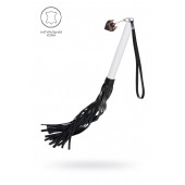 Плеть с белой рукоятью и чёрными хлыстами - 50 см. - Pecado - купить с доставкой в Чебоксарах