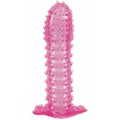 Гелевая розовая насадка с шипами - 12 см. - Toyfa Basic - в Чебоксарах купить с доставкой
