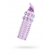 Гелевая фиолетовая насадка с шариками, шипами и усиком - 11 см. - Toyfa Basic - в Чебоксарах купить с доставкой