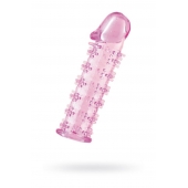 Гелевая розовая насадка на фаллос с шипами - 12 см. - Toyfa Basic - в Чебоксарах купить с доставкой
