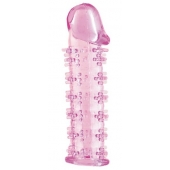 Гелевая розовая насадка на фаллос с шипами - 12 см. - Toyfa Basic - в Чебоксарах купить с доставкой