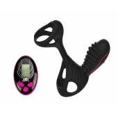 Чёрная насадка на фаллос Gladiator + LRS  с трехкнопочным пультом управления - Adrien Lastic - в Чебоксарах купить с доставкой