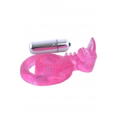 Розовая вибронасадка со стимулятор клитора   Язычок - Toyfa Basic - в Чебоксарах купить с доставкой