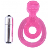 Розовая вибронасадка со стимулятор клитора   Язычок - Toyfa Basic - в Чебоксарах купить с доставкой