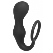 Чёрное эрекционное кольцо с анальной пробкой Double Pleasure Anal Plug - Lola Games - в Чебоксарах купить с доставкой