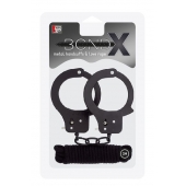 Чёрные наручники из листового металла в комплекте с веревкой BONDX METAL CUFFS LOVE ROPE SET - Dream Toys - купить с доставкой в Чебоксарах