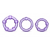 Набор из 3 фиолетовых эрекционных колец Stay Hard Beaded Cockrings - Blush Novelties - в Чебоксарах купить с доставкой
