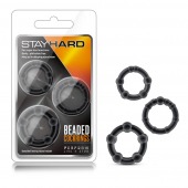 Набор из 3 чёрных эрекционных колец Stay Hard Beaded Cockrings - Blush Novelties - в Чебоксарах купить с доставкой