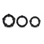 Набор из 3 чёрных эрекционных колец Stay Hard Beaded Cockrings - Blush Novelties - в Чебоксарах купить с доставкой
