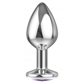 Малая серебристая анальная пробка Diamond Purple Sparkle Small с фиолетовым кристаллом - 7 см. - Lola Games - купить с доставкой в Чебоксарах