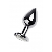 Серебристая анальная пробка с прозрачным кристаллом-сердцем - 8 см. - ToyFa - купить с доставкой в Чебоксарах