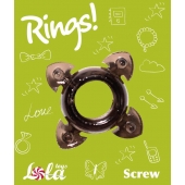 Чёрное эрекционное кольцо Rings Screw - Lola Games - в Чебоксарах купить с доставкой
