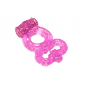 Розовое эрекционное кольцо Rings Treadle с подхватом - Lola Games - в Чебоксарах купить с доставкой