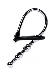 Серебристый уретральный плаг-бусины TOYFA Metal с мягким фиксириющим кольцом - ToyFa - купить с доставкой в Чебоксарах