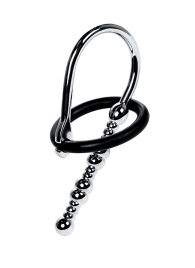 Серебристый уретральный плаг-бусины TOYFA Metal с мягким фиксириющим кольцом - ToyFa - купить с доставкой в Чебоксарах