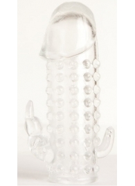 Гелевая прозрачная насадка с 2 отростками - 13 см. - Toyfa Basic - в Чебоксарах купить с доставкой