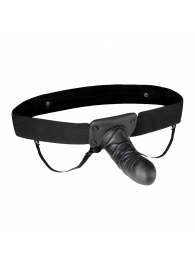 Чёрный полый страпон с вибрацией Unisex Vibrating Hollow Strap-On - 14 см. - Lux Fetish - купить с доставкой в Чебоксарах