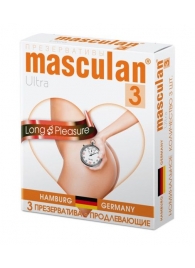 Розовые презервативы Masculan Ultra Long Pleasure с колечками, пупырышками и продлевающим эффектом - 3 шт. - Masculan - купить с доставкой в Чебоксарах