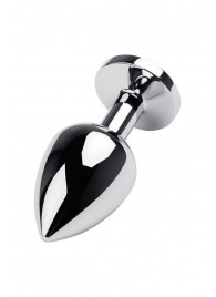 Серебристая коническая анальная пробка с красным кристаллом - 8 см. - ToyFa - купить с доставкой в Чебоксарах