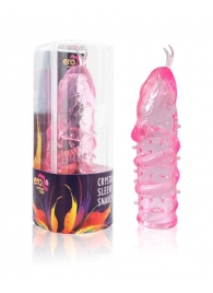Закрытая рельефная насадка Crystal sleeve snakes в виде змеи с усиками - 14 см. - Erowoman-Eroman - в Чебоксарах купить с доставкой