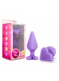 Фиолетовая анальная пробка Naughty Candy Heart Do Me Now - 8,9 см. - Blush Novelties - купить с доставкой в Чебоксарах