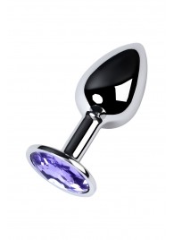 Серебристая конусовидная анальная пробка с фиолетовым кристаллом - 7 см. - ToyFa - купить с доставкой в Чебоксарах