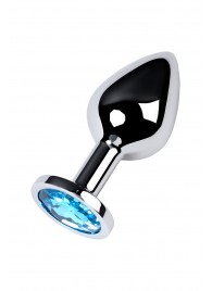 Серебристая конусовидная анальная пробка с голубым кристаллом - 8 см. - ToyFa - купить с доставкой в Чебоксарах