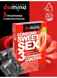 Презервативы для орального секса DOMINO Sweet Sex с ароматом клубничного коктейля  - 3 шт. - Domino - купить с доставкой в Чебоксарах