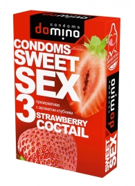 Презервативы для орального секса DOMINO Sweet Sex с ароматом клубничного коктейля  - 3 шт. - Domino - купить с доставкой в Чебоксарах