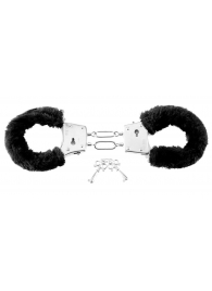 Меховые чёрные наручники Beginner s Furry Cuffs - Pipedream - купить с доставкой в Чебоксарах