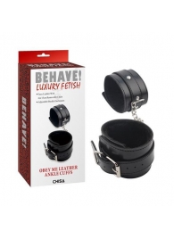 Черные оковы на ноги Obey Me Leather Ankle Cuffs - Chisa - купить с доставкой в Чебоксарах