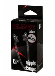 Черные зажимы на соски на цепочке BLAZE DELUXE NIPPLE CLAMPS - Dream Toys - купить с доставкой в Чебоксарах