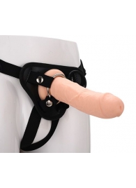 Черные трусики с телесной насадкой STRAP ON REAL DILDO - 21 см. - Dream Toys - купить с доставкой в Чебоксарах