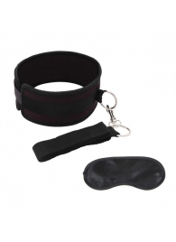 Черный ошейник с длинным поводком Collar and Leash Set - Lux Fetish - купить с доставкой в Чебоксарах