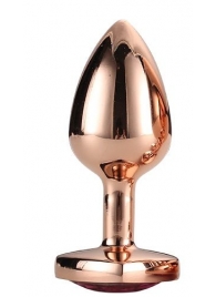 Золотистая анальная втулка с кристаллом-сердечком розового цвета - 7,1 см. - Dream Toys - купить с доставкой в Чебоксарах