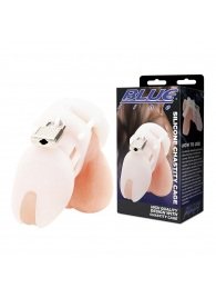 Белая клетка целомудрия Silicone Chastity Cage - BlueLine - купить с доставкой в Чебоксарах