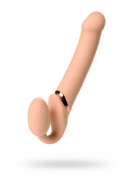Телесный безремневой вибрострапон Vibrating Bendable Strap-On L - Strap-on-me - купить с доставкой в Чебоксарах