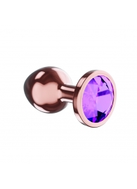 Пробка цвета розового золота с фиолетовым кристаллом Diamond Amethyst Shine S - 7,2 см. - Lola Games - купить с доставкой в Чебоксарах