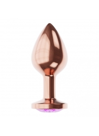 Пробка цвета розового золота с фиолетовым кристаллом Diamond Amethyst Shine S - 7,2 см. - Lola Games - купить с доставкой в Чебоксарах